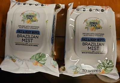 New 2 POWER STICK For Her Face Body Wipes Brazilian Mist 30 @ FREE SHIPPING 
