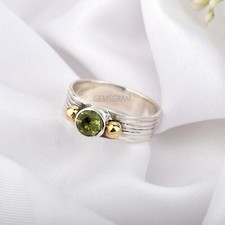 Gemstone 925 Sterling Silver Handmade Women Peridot Spinner Silver Ring's Gift