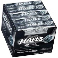 HALLS Extra Strong Menthol Throat Drops - 180 Drops, Cough Relief, 20 Packs