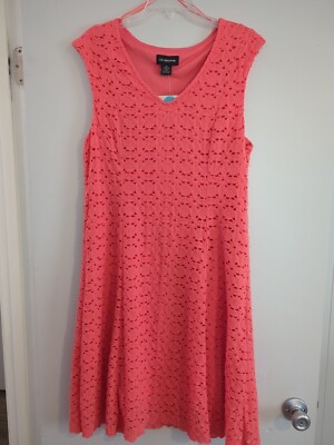 Liz Claiborne Dress Eyelet Lace Coral Women's Size 12 NWT! Retails $74  (CB3) | eBay