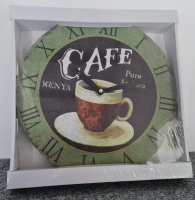 Uhr Wanduhr 28 cm Deko Cafe Kenya Pure Arabica Küche Esszimmer