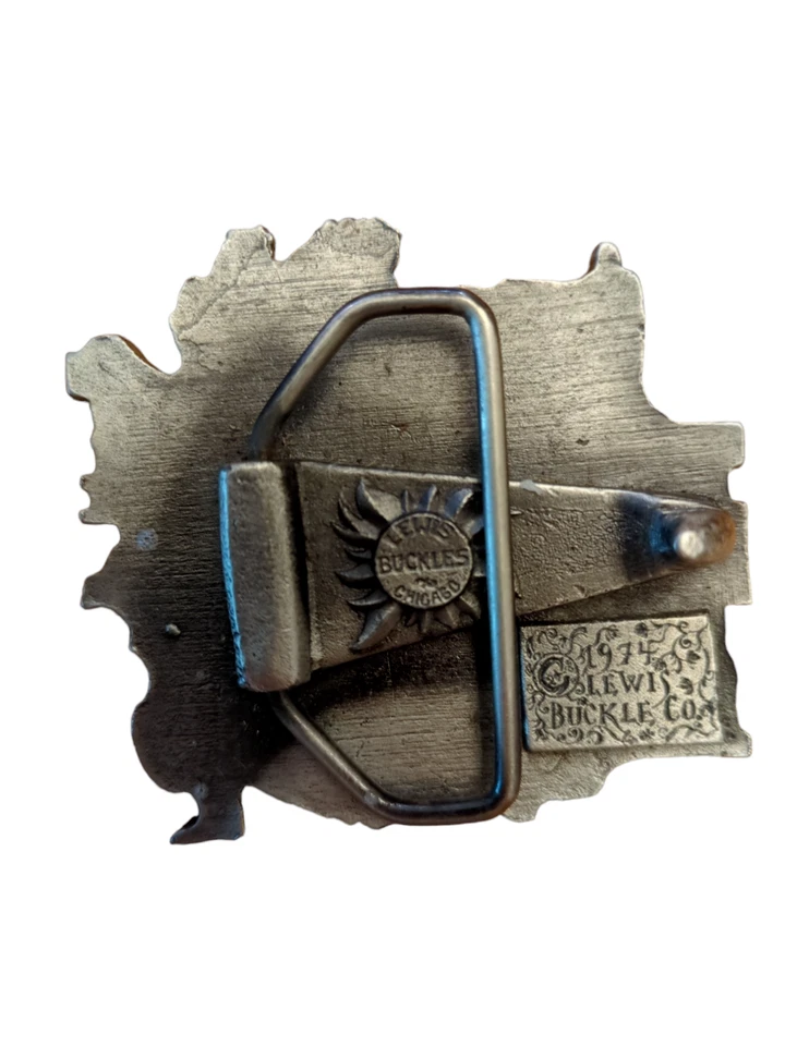 Hebilla de cinturón de paisaje chino japonés Lewis Buckle Co 1974 Foto 2 de 3