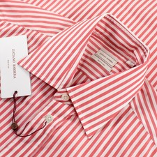 Luciano Barbera NWT Button Up Sport Shirt Size S In Light Red  White Stripes