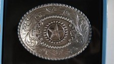 M F Western Nocona Silver Star  Filigree Swirl Oval Belt Buckle 3756844