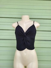 Zara Black Camisole Cami FRONT KNOT TOP V-neck top spaghetti straps M 5907D