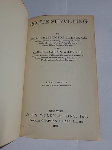 1935 ROUTE SURVEYING Pickels & Wiley Free Shipping First Edition 2nd Printing - Picture 4 of 10