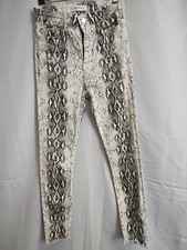 Zara Women Jeans Snake Print Skinny High Rise Stretch Raw Hem Size 4 US