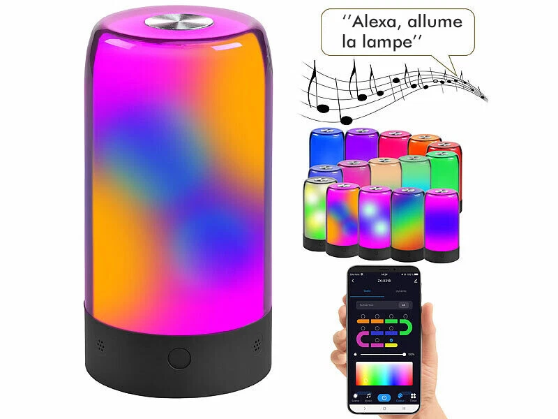 Lampe d’ambiance connectée avec LED IC RVB - coloris noir - Luminea Home Control - Photo 1/4