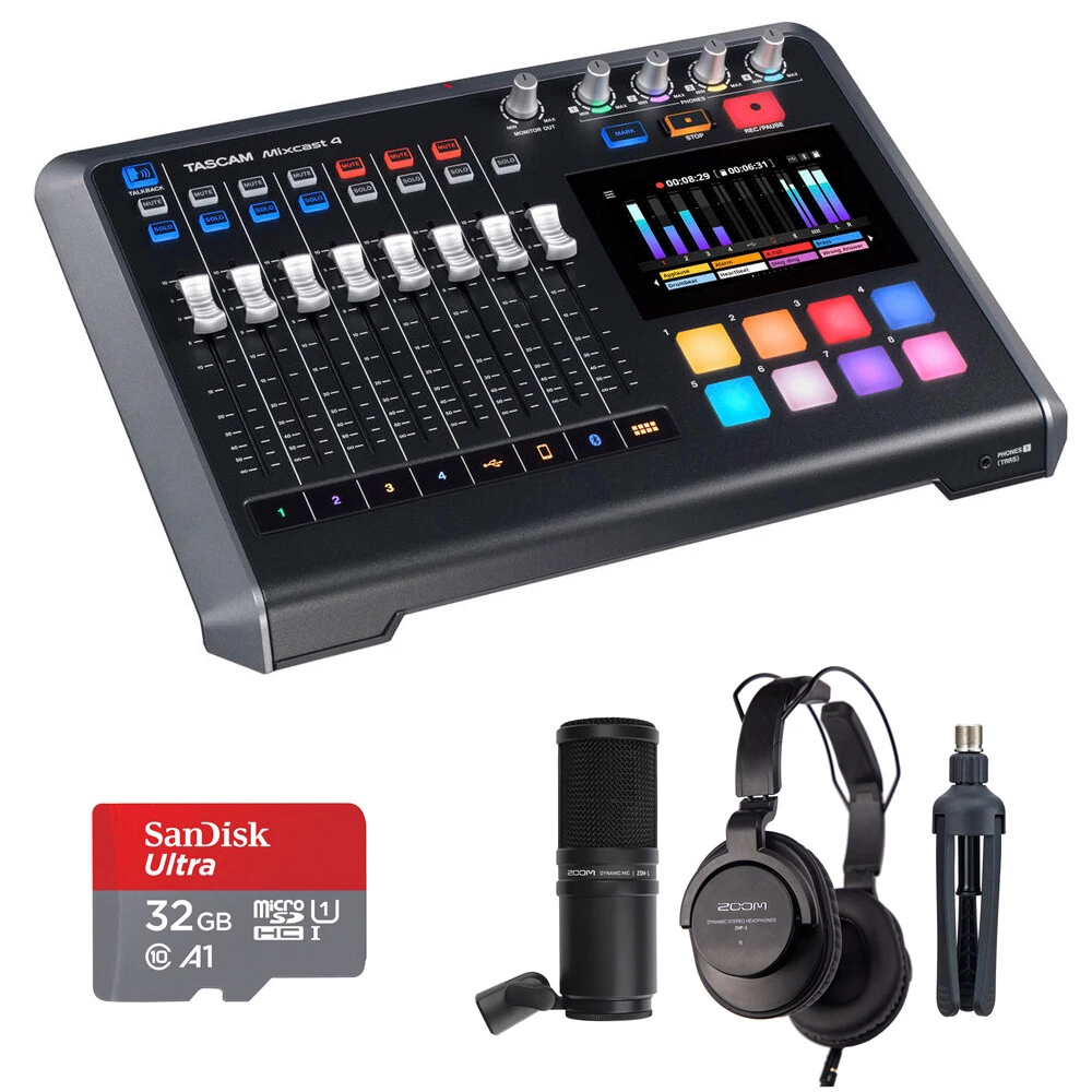Tascam Mixcast 4 Podcast Station Audio Interface w/ Zoom ZDM-1
