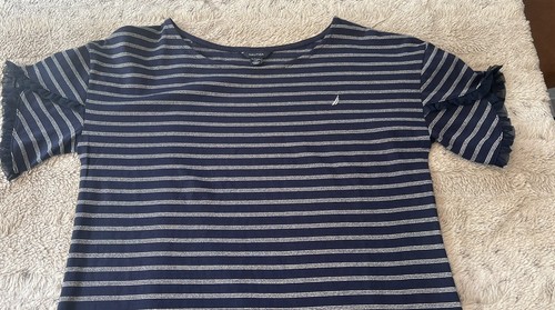 NAUTICA Girls Short Sleeve Striped DRESS size XL(16)/ Blue - Picture 2 of 12