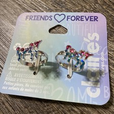 Claire  s Glitter Rainbow Unicorn BFF Best Friends Adjustable Ring Set Nwt