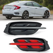 Pair For 2016-2021 Honda Civic LED Rear Tail Lights Bumper Reflector Turn Signal