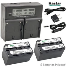 LCD Dual Fast Charger & 2 x Battery for Sony NP-F770 CCD DCR FDR GV HDR HVR NEX