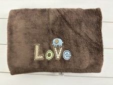Carter's JUST ONE YOU Baby Blanket Lovey Brown Plush "Love" Elephant