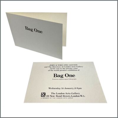 John Lennon Yoko Ono 1970 Bag One Premiere Invitation & Holder John Peel (UK)