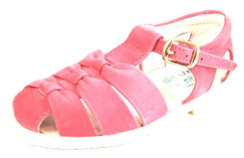 DE OSU - Hiszpania - Dziewczęce Fuschia Różowe Nubukowe Skórzane Sandały - Europejskie -Rozmiar 9-10 - Zdjęcie 1 z 5
