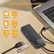 4 Port Ultra-Slim USB 3.0 Hub High Speed Multiple Adapter Multiports Splitter
