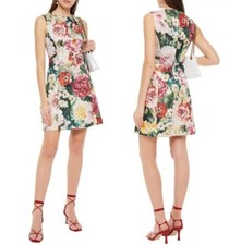 DOLCE & GABBANA Signed Floral-Print Metallic Brocade Mini Dress US M/IT 46 $1835