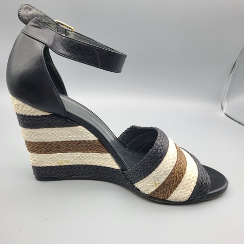 Stuart Weitzman women sandals wedge woven leather ankle strap shoes sz 10 - 第 4/8 張圖片