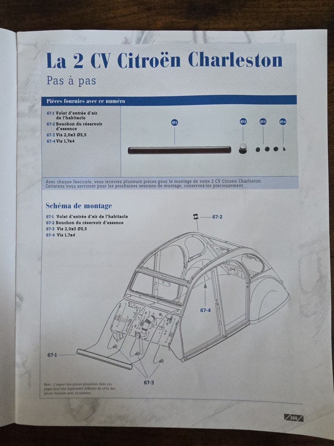 Citroen 2CV Charleston 1/8 Altaya N°67 pièce de carrosserie métal