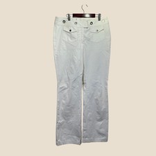 Escada White Cotton Grommet Flap Pocket Trousers Women Size 40 Excellent