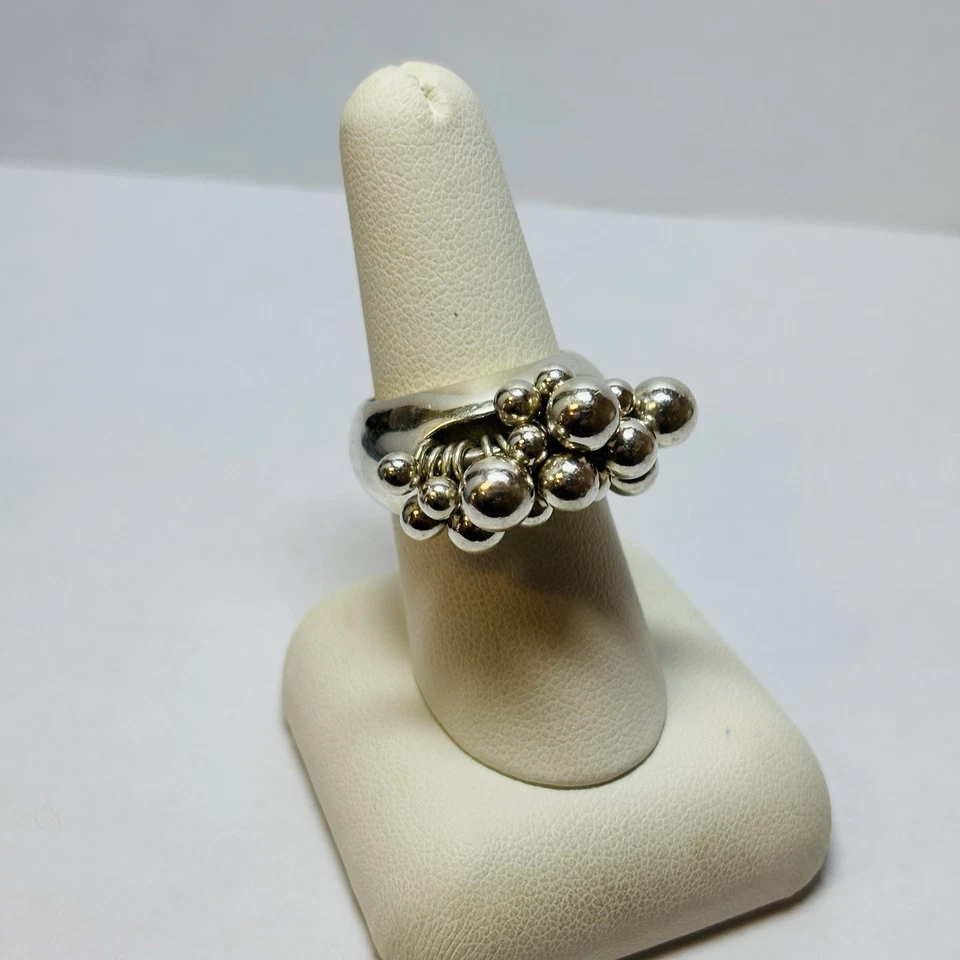 Anillo de bola con cuentas Cha Cha de plata de ley 925 Silpada R1203 talla 8,25 Foto 4 de 4