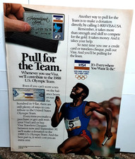 Vintage 1988 Visa Print Ad Olympics USA Track Runner Sponsorship