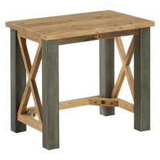 Reclaimed Wood & Steel Lamp Table Open Front Fully Built Rustic Industrial