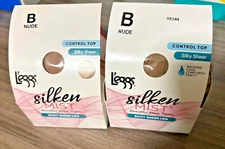 BRAND NEW Leggs L'EGGS SILKEN MIST Control Top Pantyhose Size B NUDE SILKY SHEER