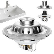 Universal Bathroom Sink Drain Strainer, Chrome Finish with Transparent Edge