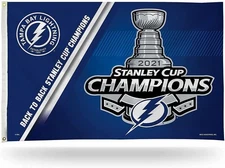 Tampa Bay Lightning 2021 Stanley Cup Champions Premium 3x5 Feet Flag Banner,...
