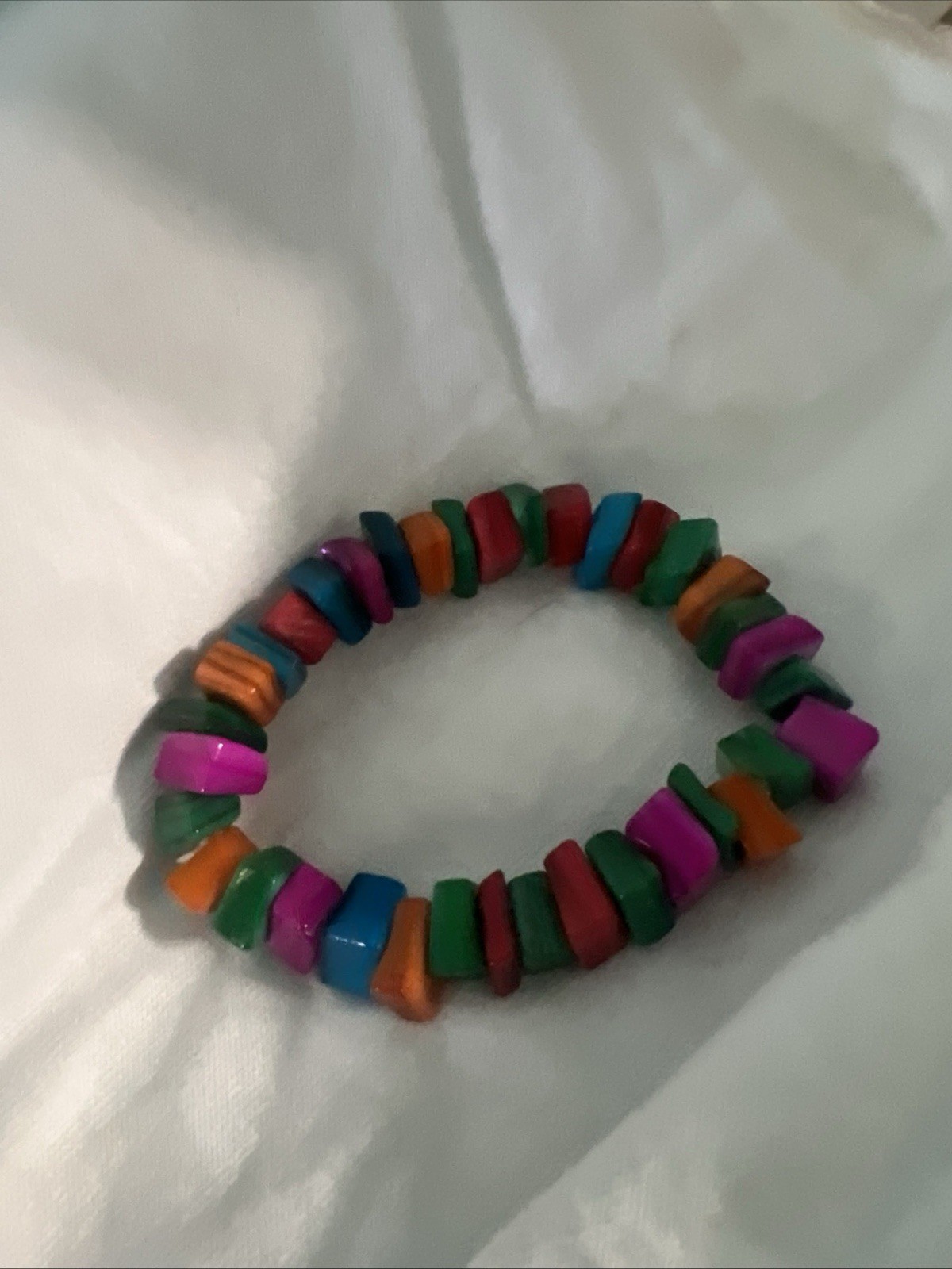 Multi-Color Shell Chip Beaded Stretch Bracelet Bo… - image 1