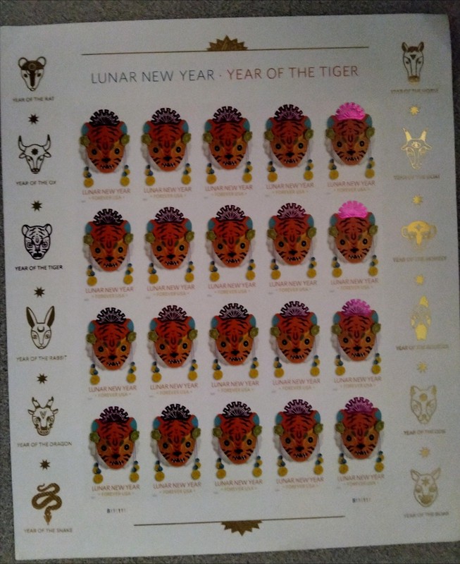 4 SHEETS US Postag  - 80 Lunar New Year of Tiger FOREVER STAMPS Value $62.40