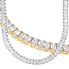 Sterling 925er Silver Baguette CZ Tennis Chain 5mm