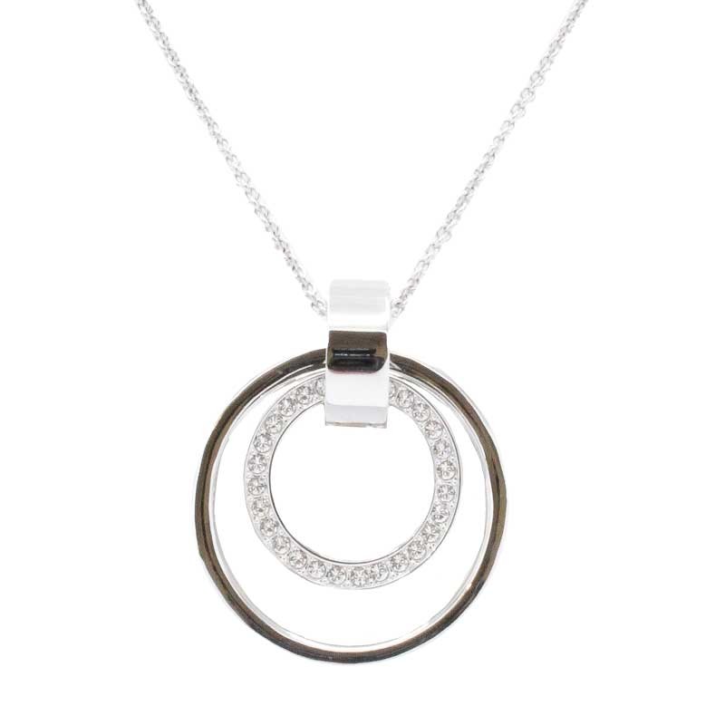 Swarovski Silver Necklace Hollow Pendant Circular Ladies Jewellery - GENUINE