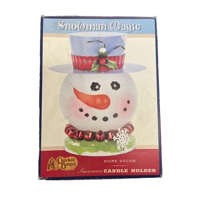 Cracker Barrel Snowman Magic Candle Holder 1990s Vintage