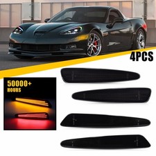 For 2005-2013 Chevy Corvette C6 Amber Red LED Front & Rear Side Marker Lights D