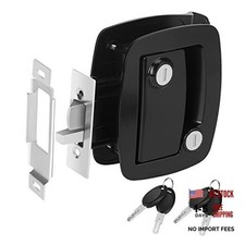 RV Entry Door Lock with Paddle Deadbolt, 100 Metal Camper Door Latch Black