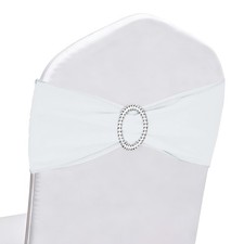 30Pcs Chair Sashes with Buckle Slider Stretch Spandex Chair Bows Cover, White