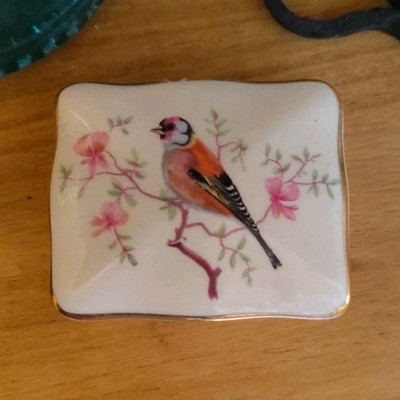 Royal Worcester Palissy Petite Collection Porcelain Trinket Box Bird Floral