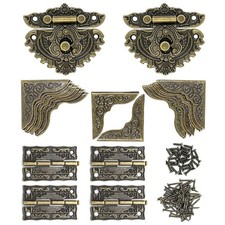 2 Sets Retro Decorative Cabinet Jewelry Hasp Latch Lock Buckle - Vintage Bron...