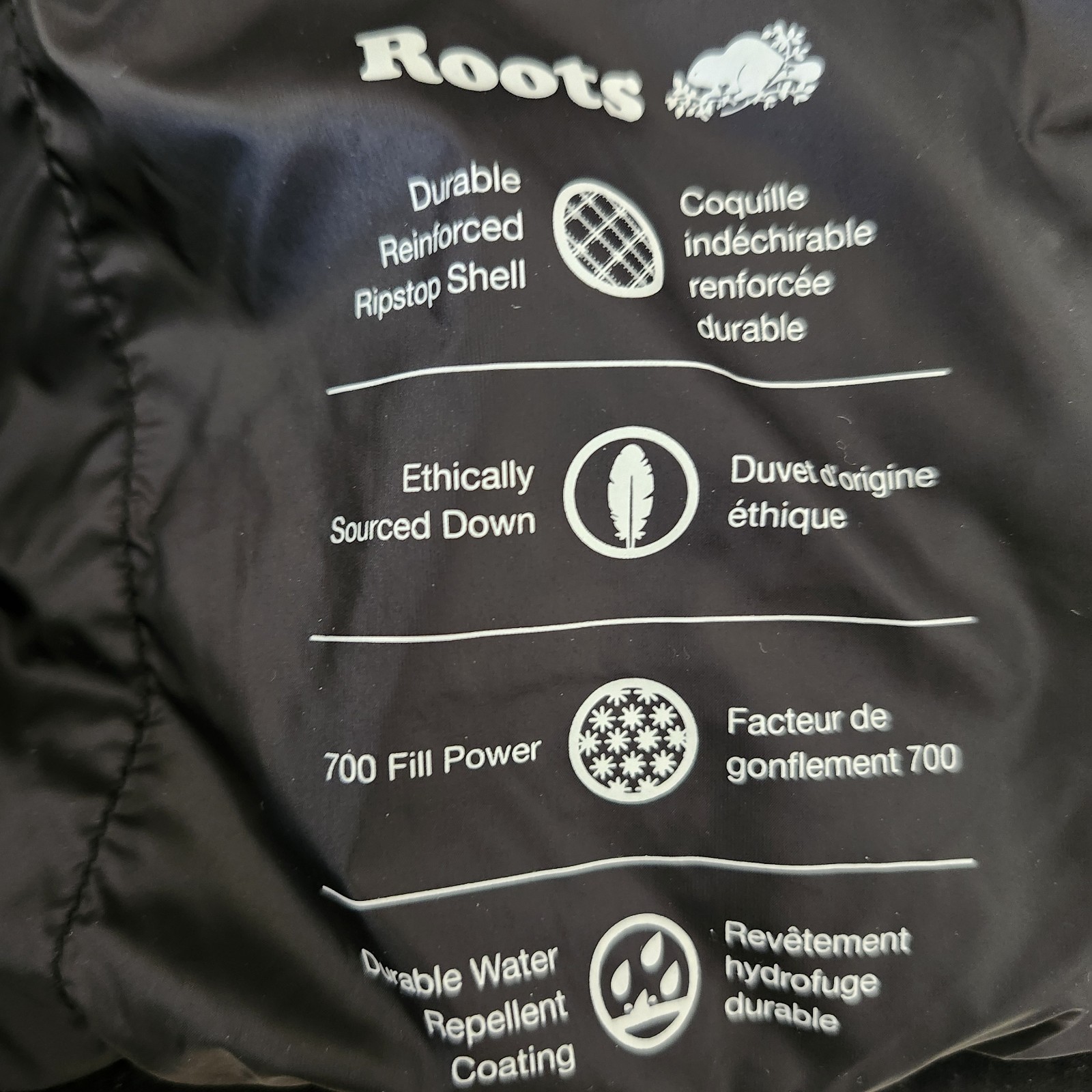 ROOTS Down Packable Jacket in black, recycled nyl… - image 9