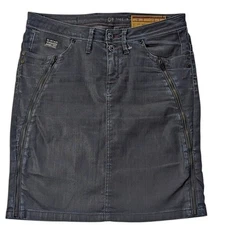 G-Star Vintage Y2K 3301 Bexter Denim Midi Skirt Sz 29 - Charcoal Side Zippers