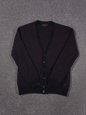 Ben Sherman Cardigan Mens Large Plum Purple Merino Wool Mod Jumper Knit Button