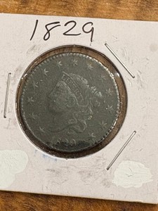 1829  coronet head Large Cent, large letters