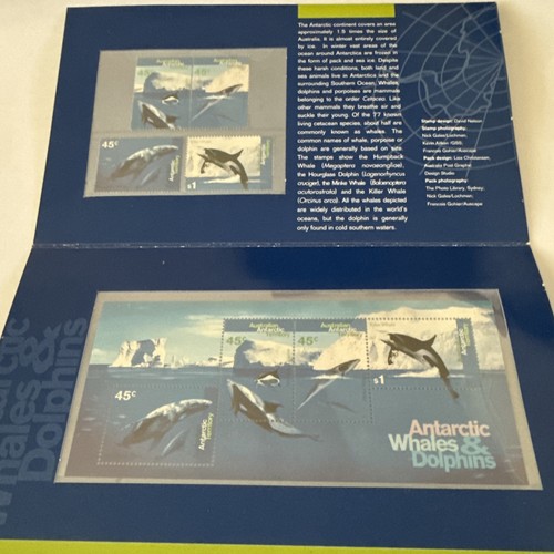 1995 Australian Antarctic Whales & Dolphins Stamp & Minisheet Set 6x45c 2x$1 MNH - Picture 1 of 2