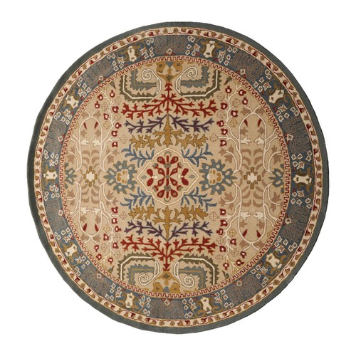 8x8 Runder Handgetufteter Allover Wolle Kunsthandwerk Orientteppich, Beige - Bild 2 von 10