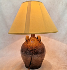 Lampe Rustique Pied Gourde en Grès Vernissé - Campagne Chic