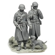 1/35 WW2 US Infantry with Dog RESIN FIGURE MODEL KIT Unassembled Unpainted NEW