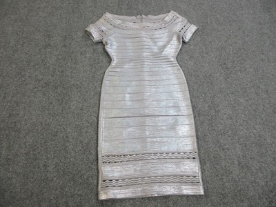 Herve Leger by Max Azria Dress Womens XS Lilac Metallic Dominika Bandage Bodycon